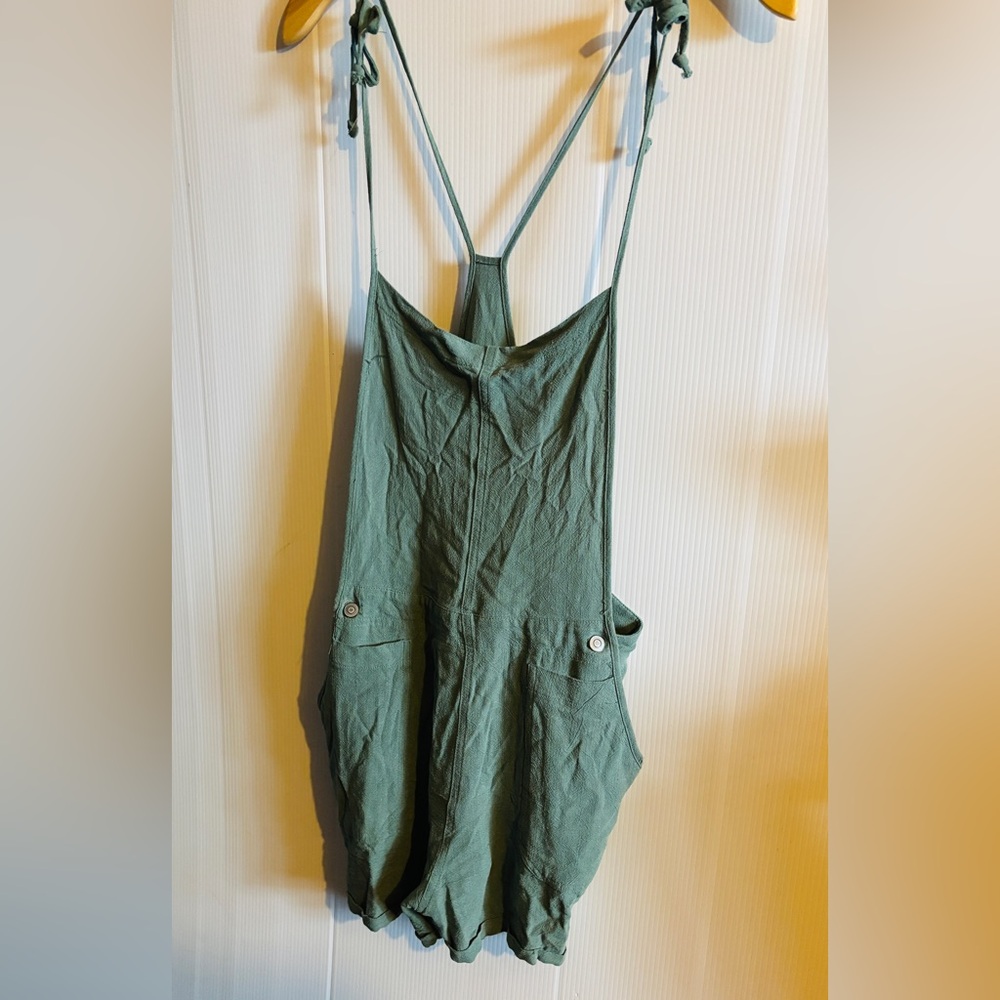 Papermoon Olive Green Linen Romper shorts size L